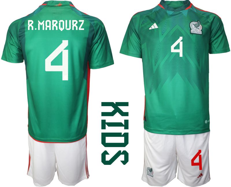 Youth 2022 World Cup National Team Mexico home green 4 Soccer Jersey